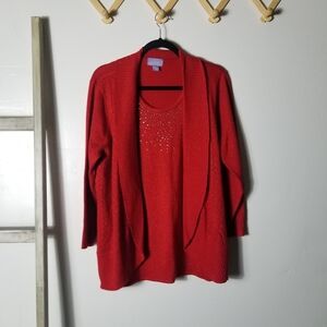 LAURA SCOTT WOMEN'S SWEATER WITH ATTACHED CARDIGAN SIZE XL